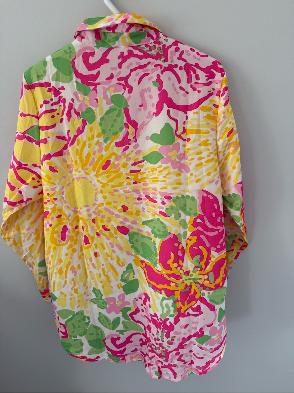 Vibrant Floral Button-Down Shirt - Pink/Yellow/Green - Picture 4 of 4